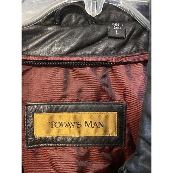 Vintage Today's Man TM Leather Jacket Black Size Large - Picture 6 of 10
